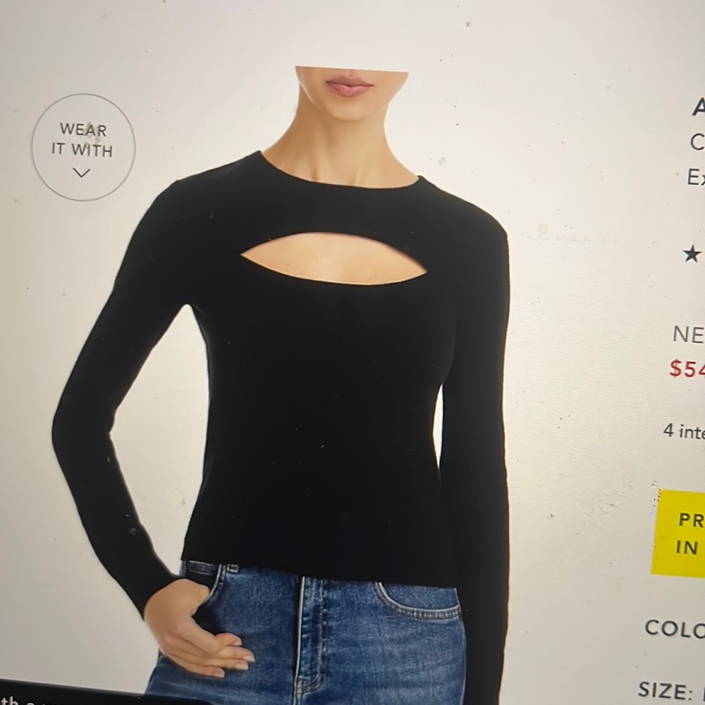 (Reduce) AQUA (brand) Sweater crew neck cut out cropped top